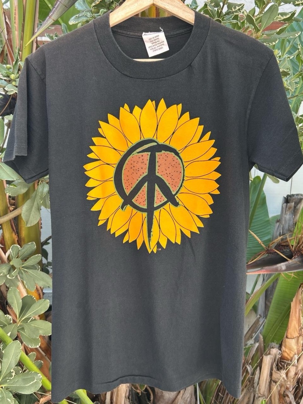 Vintage 90s MasterPeace Sunflower Peace Sign T Shirt Size S